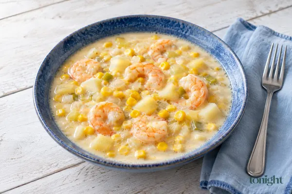 Amerikanischer Garnelen-Mais-Chowder