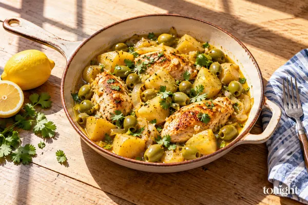 Hähnchen-Oliven-Tajine mit Kartoffeln