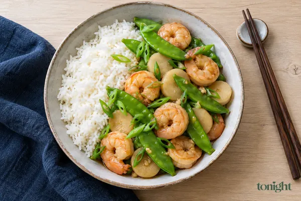 Chinese-Style Shrimp & Snow Pea Rice