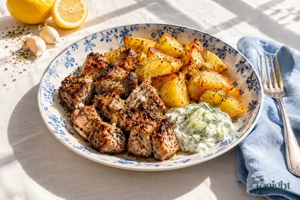 Greek-Style Pork Souvlaki & Lemon Potatoes