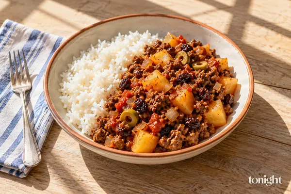 Picadillo de ternera con pasas al estilo latinoamericano