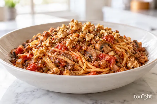 Spaghetti mit Linsen und Walnüssen