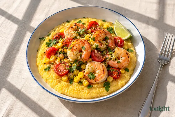 Limetten-Garnelen mit Mais-Polenta