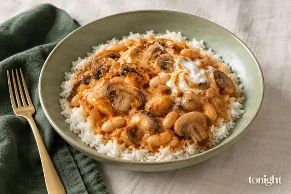 Paprikash aux champignons et haricots blancs